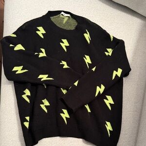 Adika Black Cardigan with Neon Yellow Lightning Bolts